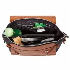 Gesslein Wickeltasche No.4 Schwarz/cognac Mit Kunstleder -Zwergen Mobil 6351 607000 wickeltasche no4 offen