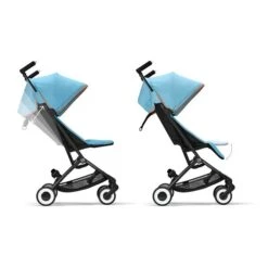 CYBEX Libelle Buggy Beach Blue Gestell Black | Einfach Faltbar -Zwergen Mobil cyb 22 int y270 libelle blk bebl recline legrest steps