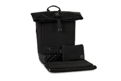 Moon Premium Rolltop Rucksack Black Mit Wickelauflage, Geldtasche & Befestigungssystem