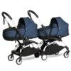 BABYZEN™ YOYO² Zwillingskinderwagen Navy Blue Gestell White -Zwergen Mobil yoyo connect yoyo 2 3 4 twin bassinet white frame air france web
