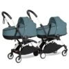 BABYZEN™ YOYO² Zwillingskinderwagen Aqua Gestell White -Zwergen Mobil yoyo connect yoyo 2 3 4 twin bassinet white frame aqua web