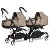 BABYZEN™ YOYO² Zwillingskinderwagen Taupe Gestell White -Zwergen Mobil yoyo connect yoyo 2 3 4 twin bassinet white frame taupe web