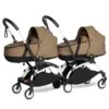 BABYZEN™ YOYO² Zwillingskinderwagen Toffee Gestell White -Zwergen Mobil yoyo connect yoyo 2 3 4 twin bassinet white frame toffee web