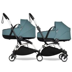 BABYZEN™ YOYO² Zwillingskinderwagen Aqua Gestell White -Zwergen Mobil yoyo connect yoyo 2 profile twin bassinet white frame aqua web 1