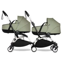 BABYZEN™ YOYO² Zwillingskinderwagen Olive Gestell White -Zwergen Mobil yoyo connect yoyo 2 profile twin bassinet white frame olive web