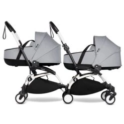 BABYZEN™ YOYO² Zwillingskinderwagen Stone Gestell White -Zwergen Mobil yoyo connect yoyo 2 profile twin bassinet white frame stone web