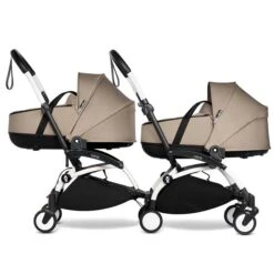 BABYZEN™ YOYO² Zwillingskinderwagen Taupe Gestell White -Zwergen Mobil yoyo connect yoyo 2 profile twin bassinet white frame taupe web